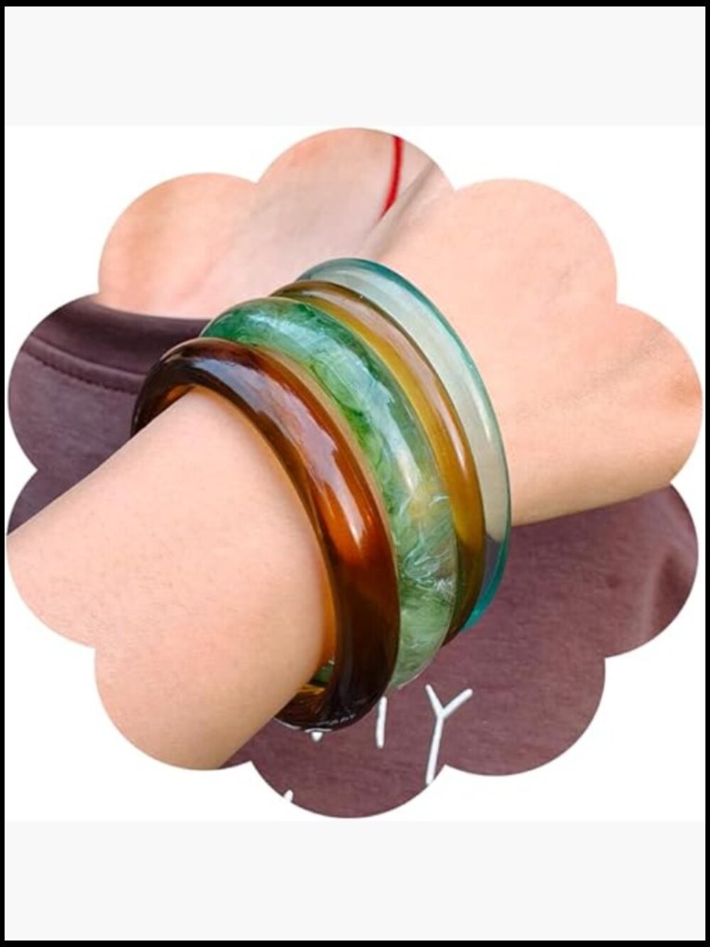Chunky Acrylic Bangle Bracelets Boho Geometric Statement Set For Women